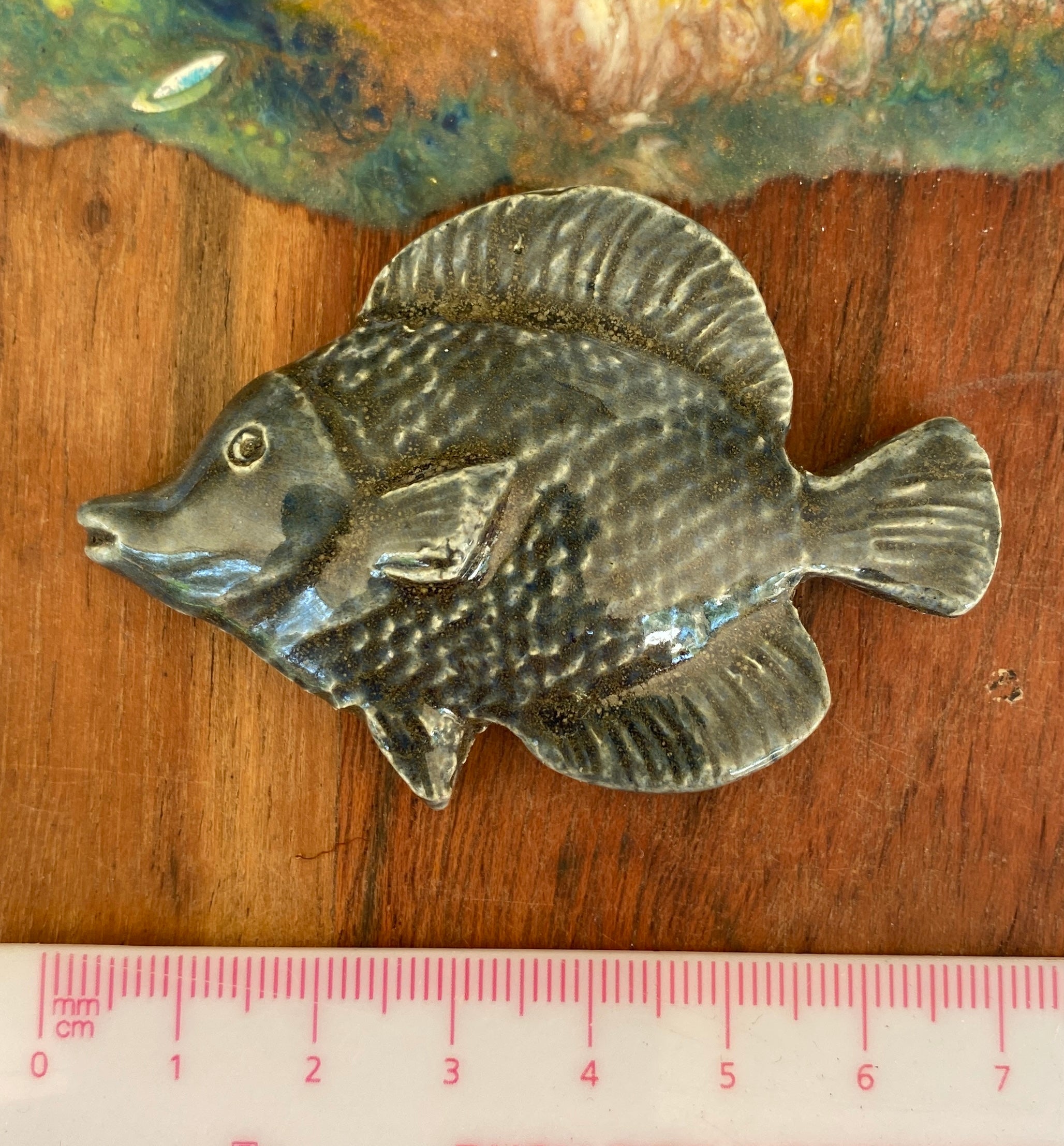 Ceramic Fish Tile, in Blue Grey