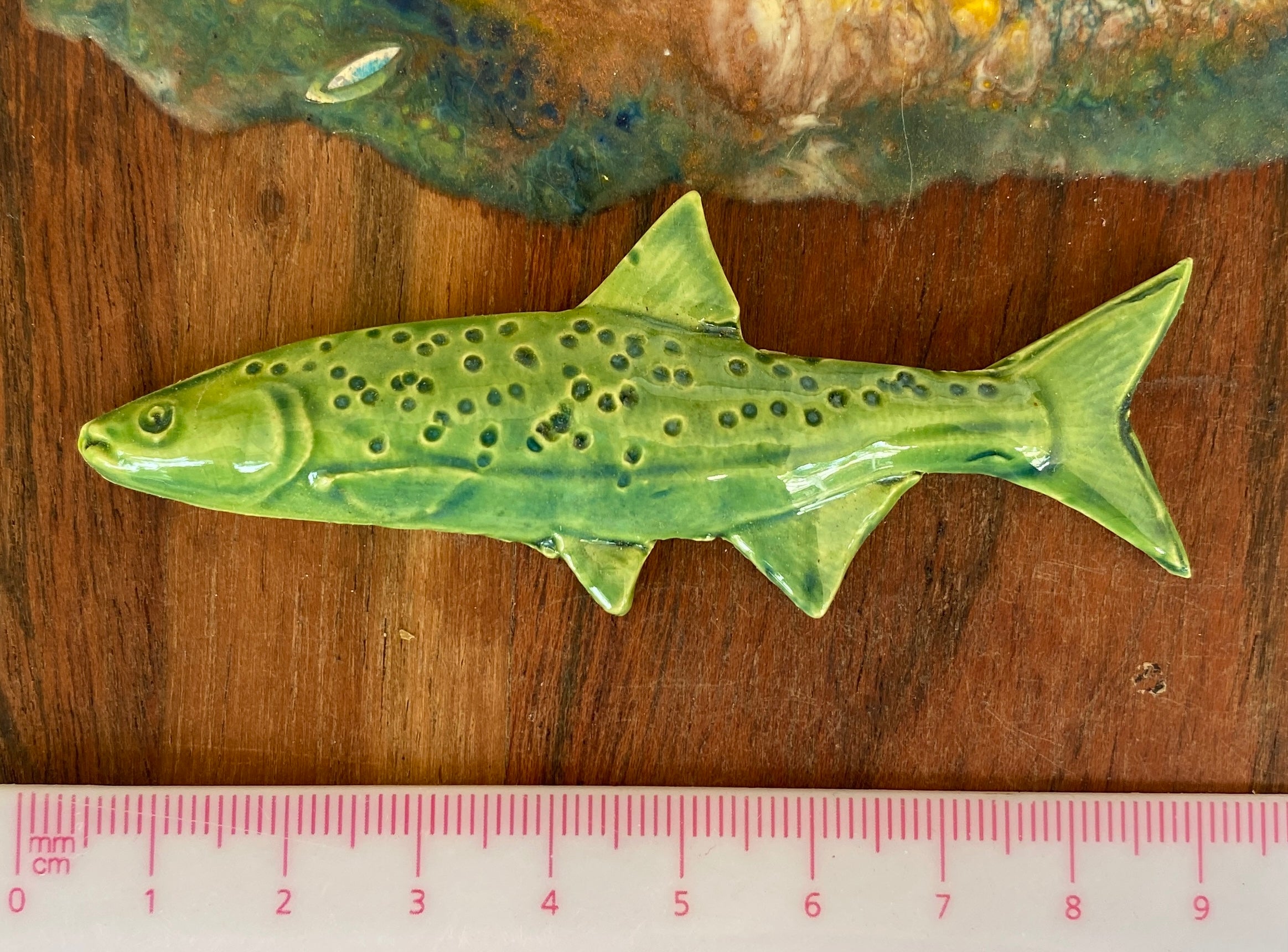 Ceramic Fish Tile, in Light Green