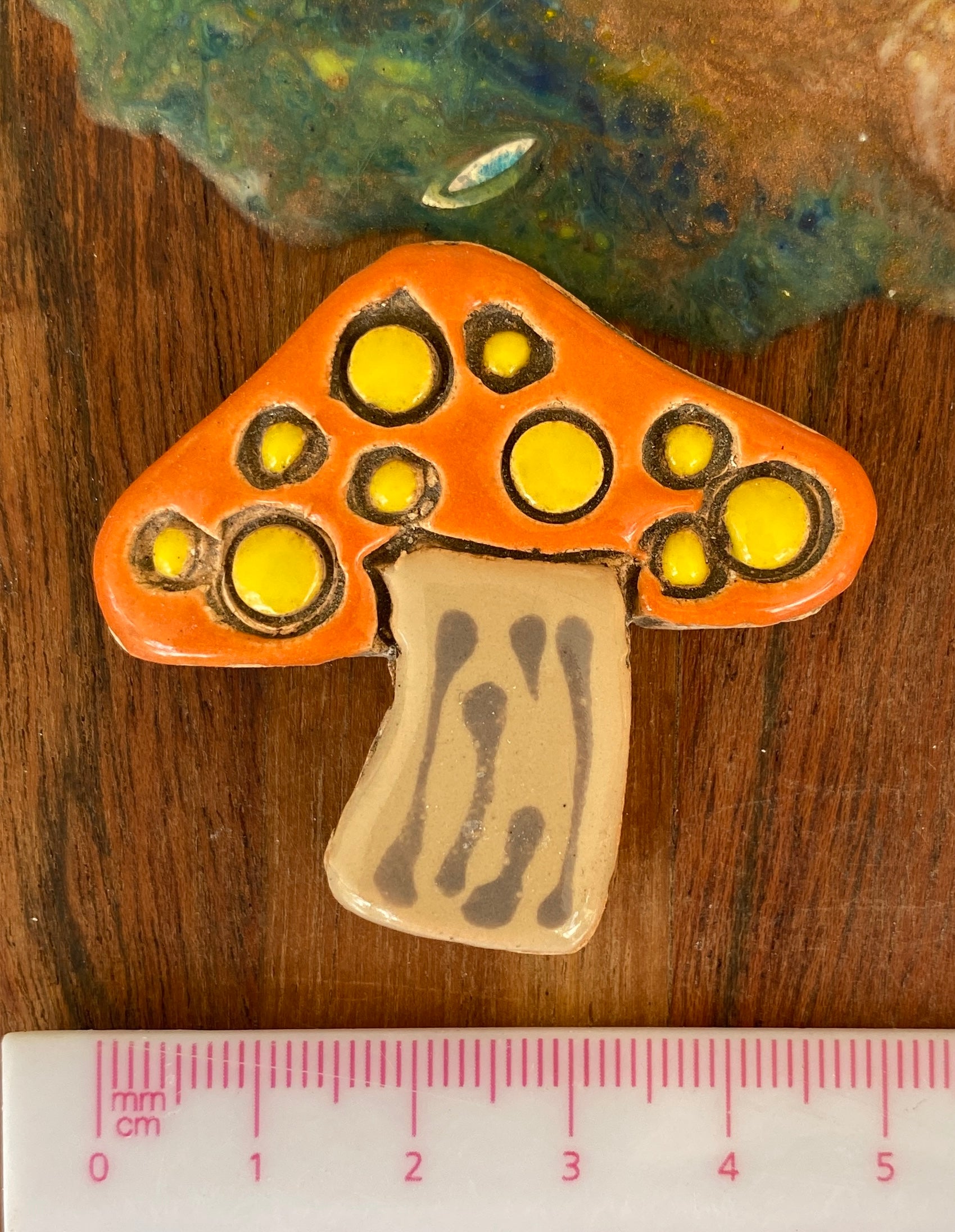 Ceramic Medium Mushroom Tile, in Orange and Yellow