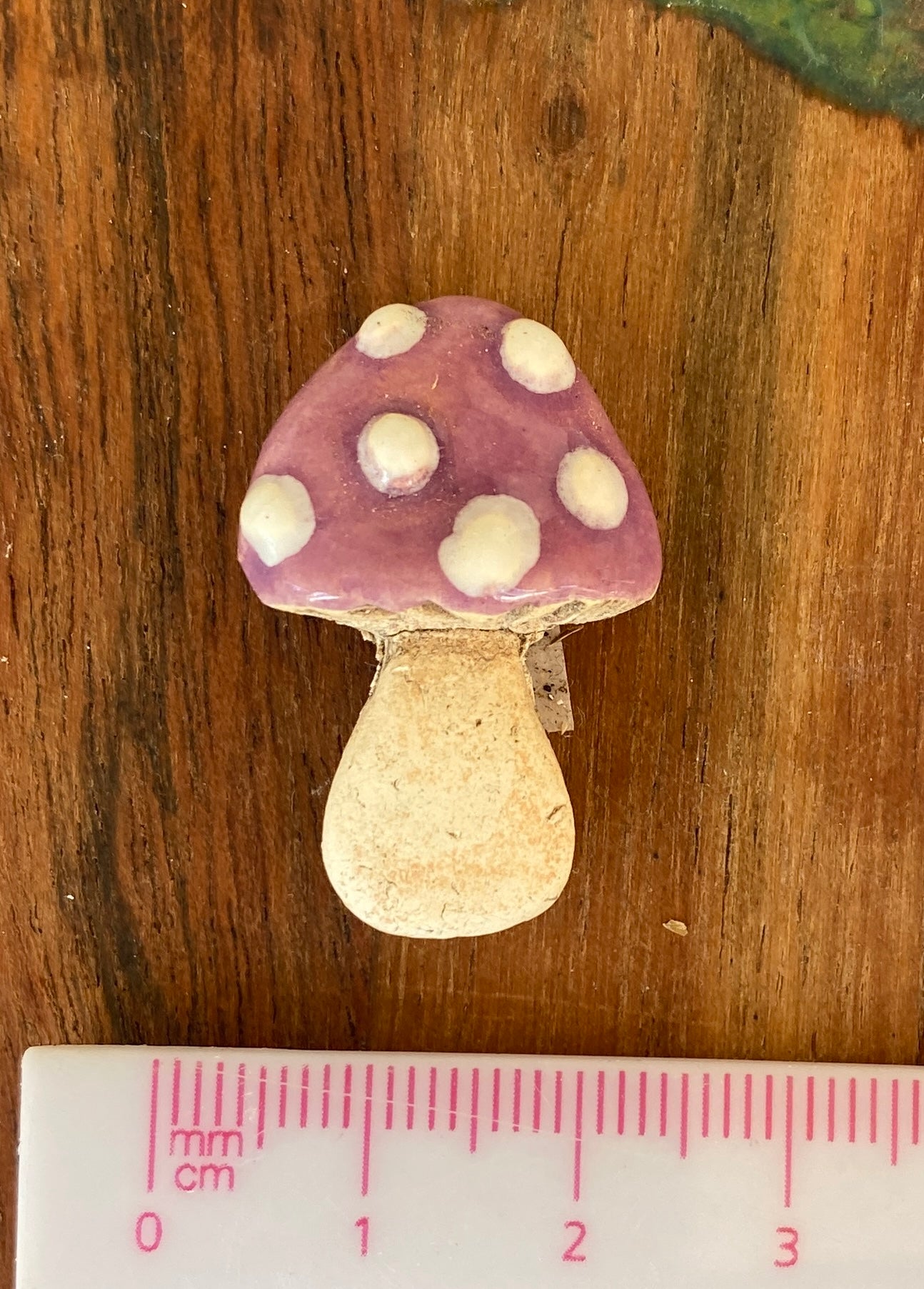 Ceramic Small Mushroom Tile, in Purple and White