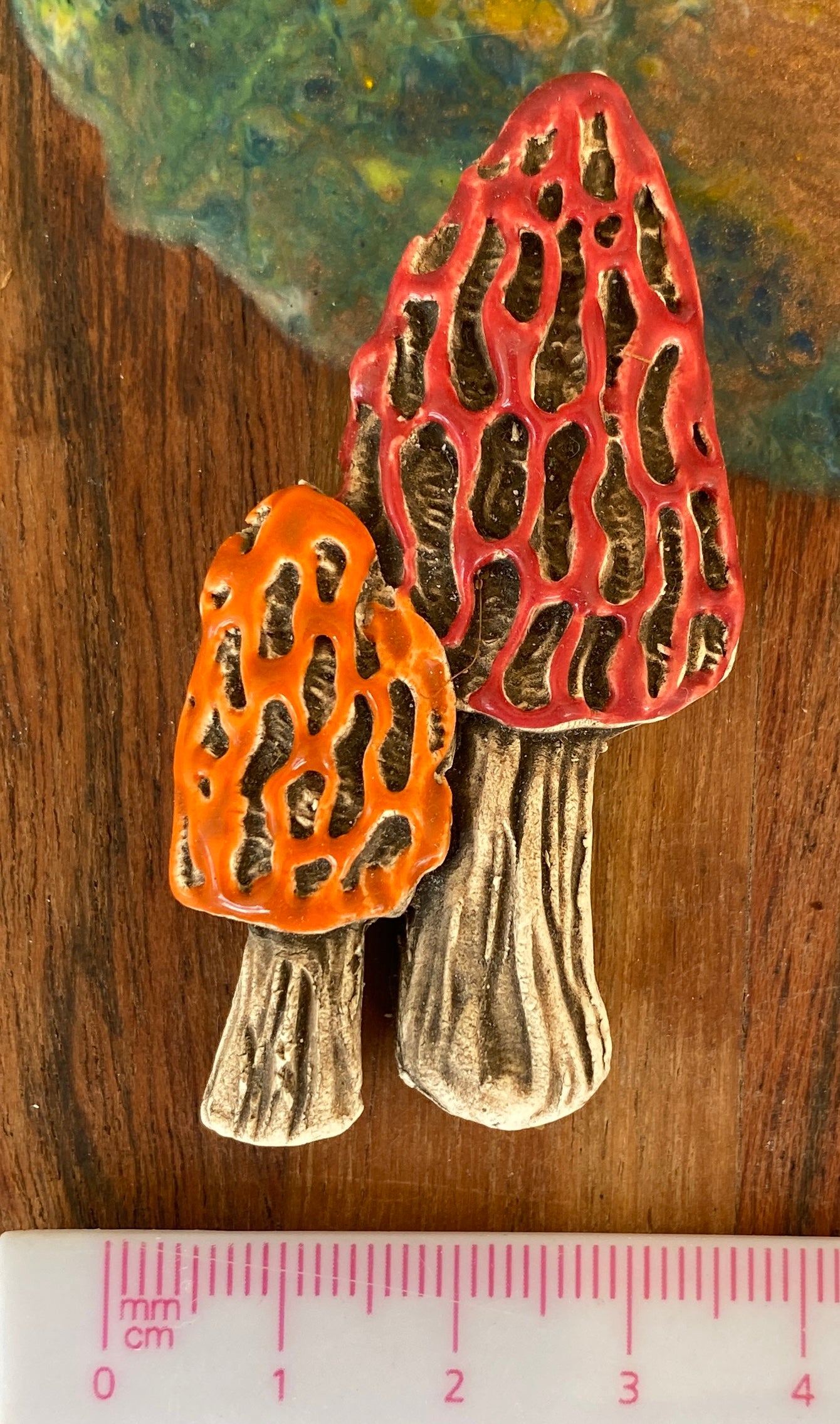 Ceramic Medium Mushroom Tile, in Orange and Red